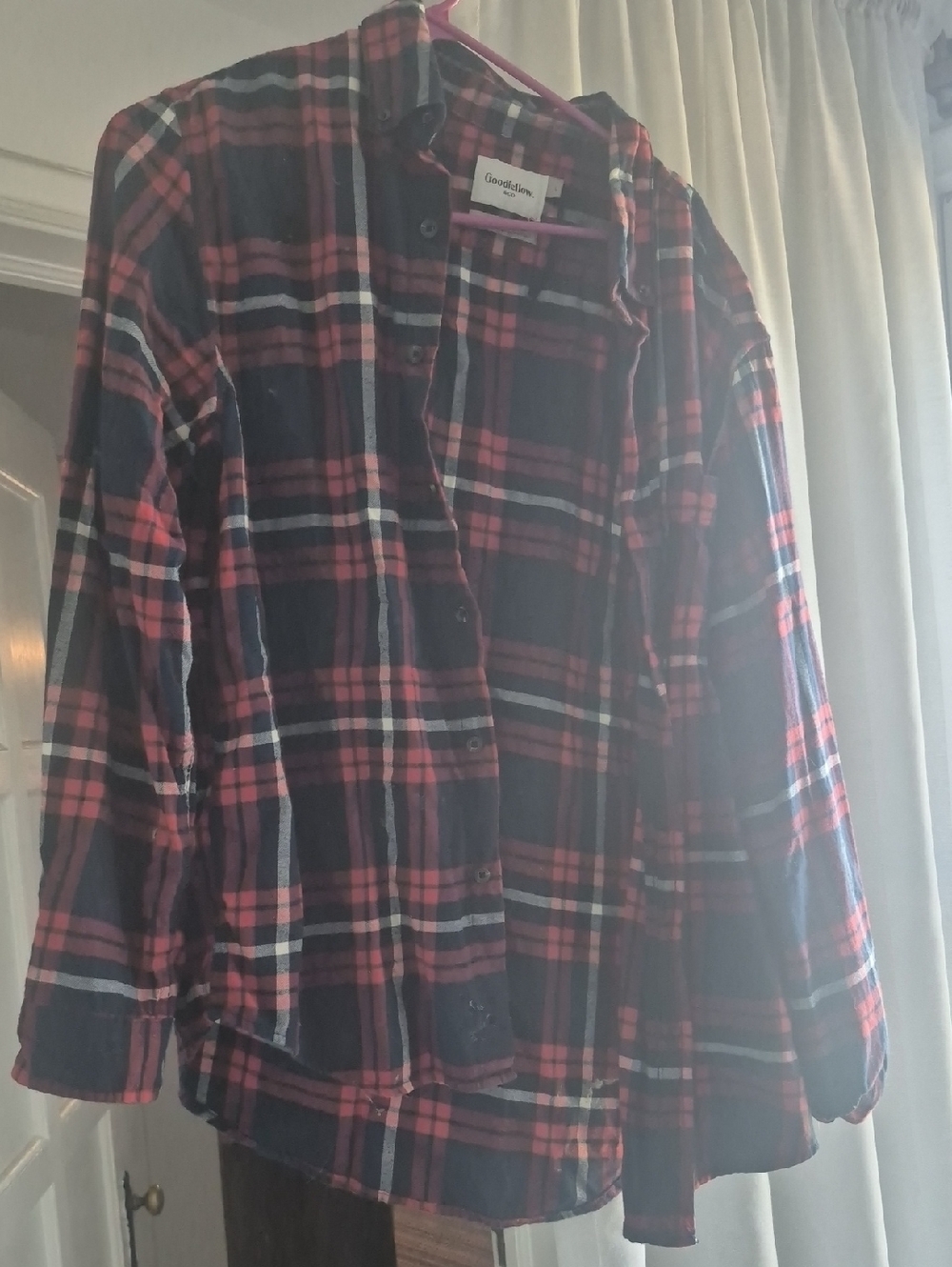 Goodfellow & Co Red and Navy Plaid Flannel Shirt
